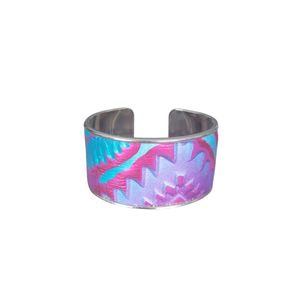 Handcrafted Genuine Leather Adjustable Leather Inlay Metal Cuff